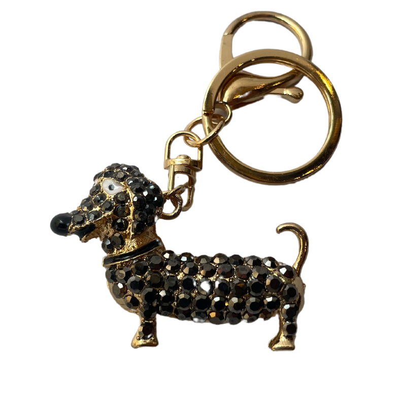 Dackel Schlüsselanhänger mit Glitzersteinen