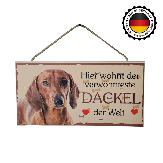 Holzschild Kurzhaardackel braun
