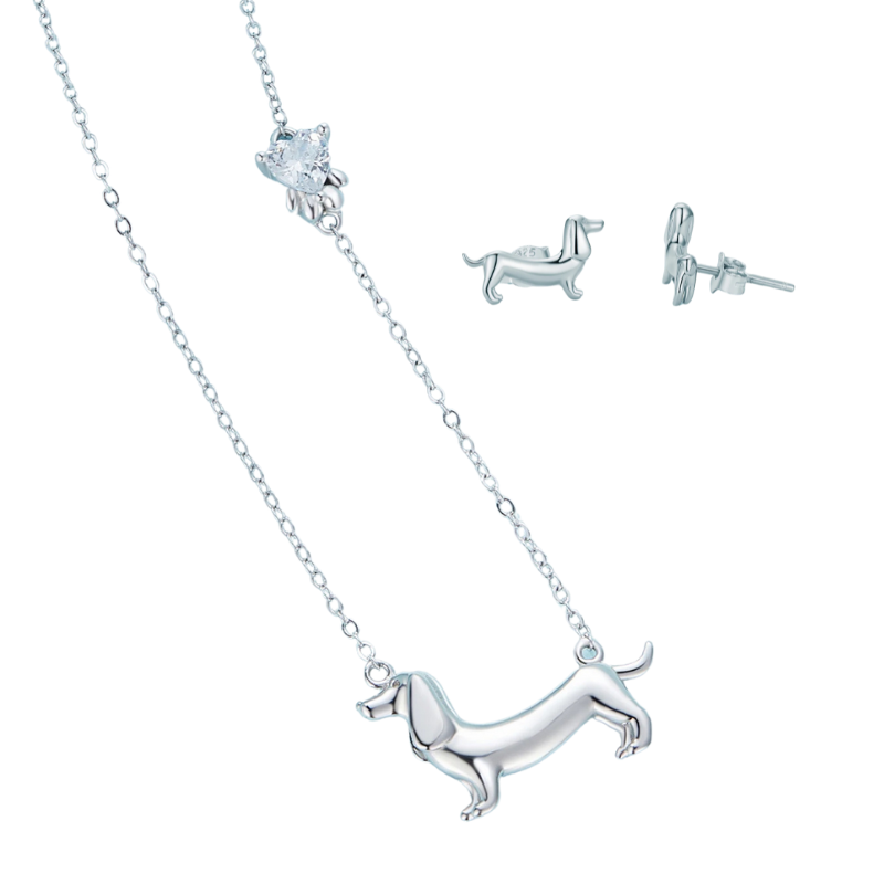 Schmuckset Dackelkette & Dackelohrstecker