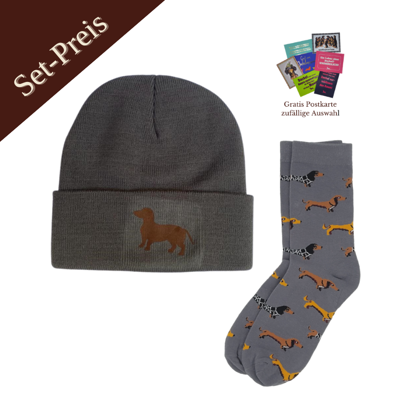 Set Mütze und Dackelsocken
