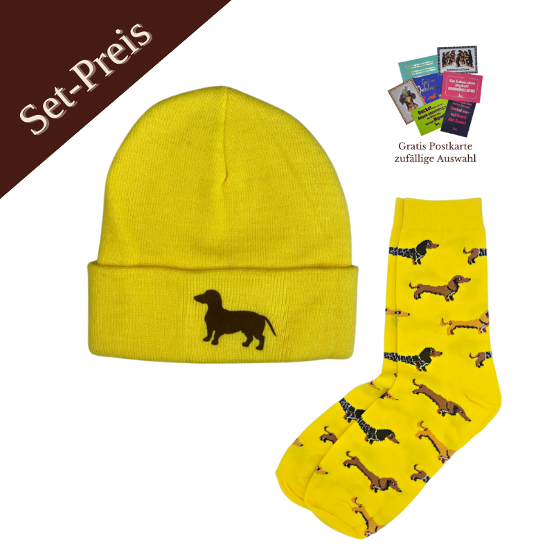 Set Mütze und Dackelsocken