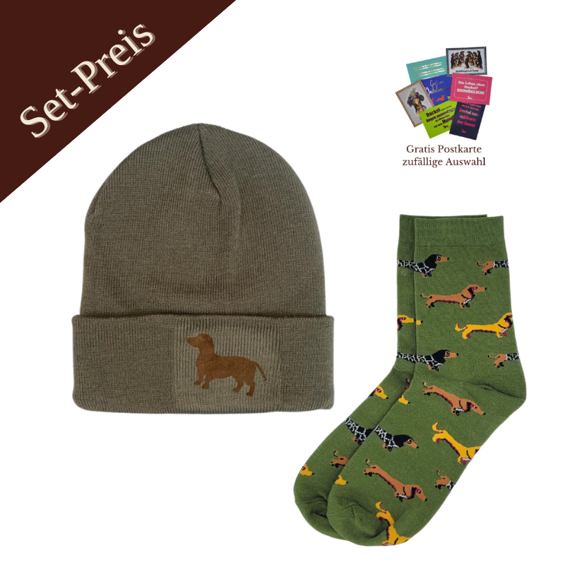 Set Mütze und Dackelsocken