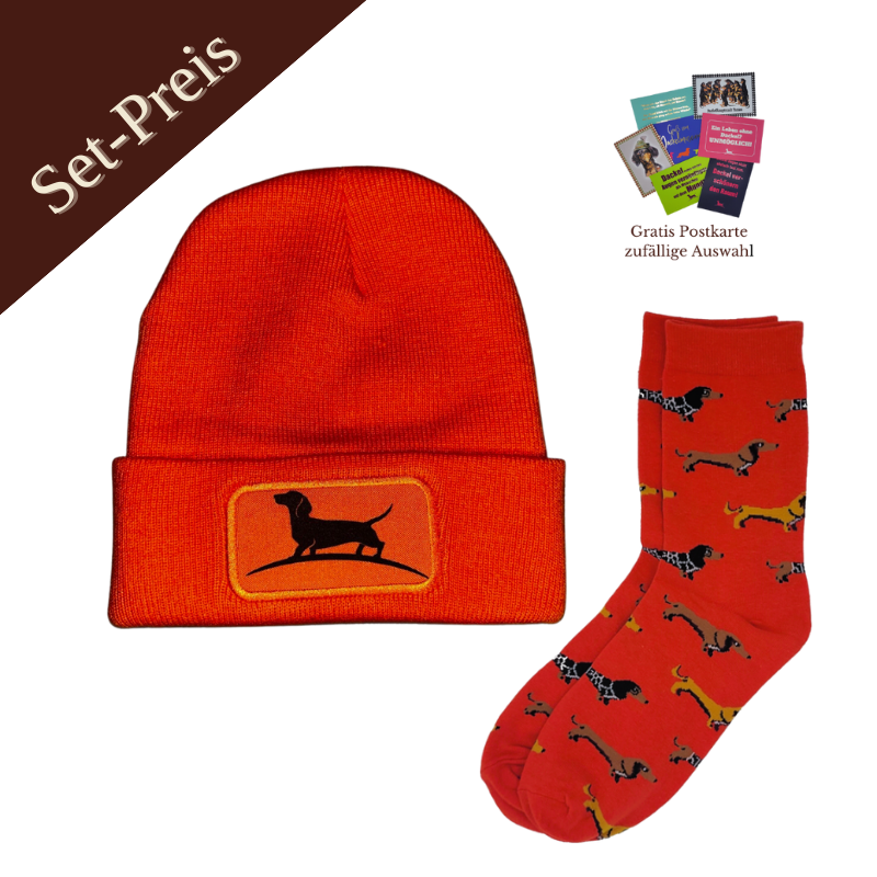 Set Mütze und Dackelsocken