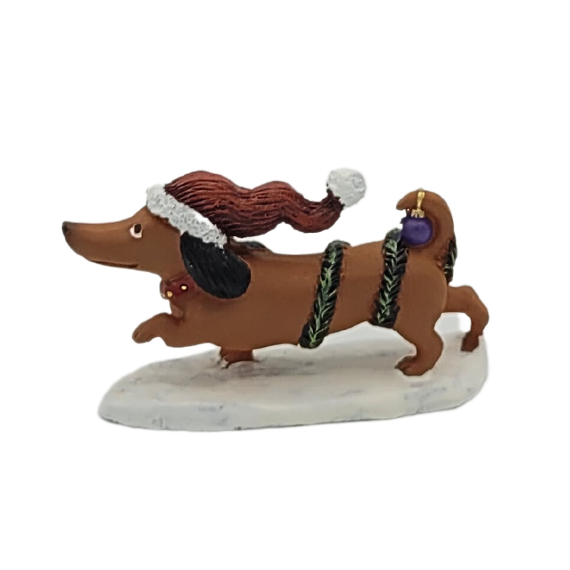 Weihnachtsdekorationsfigur Dackel mit Mützenschirm