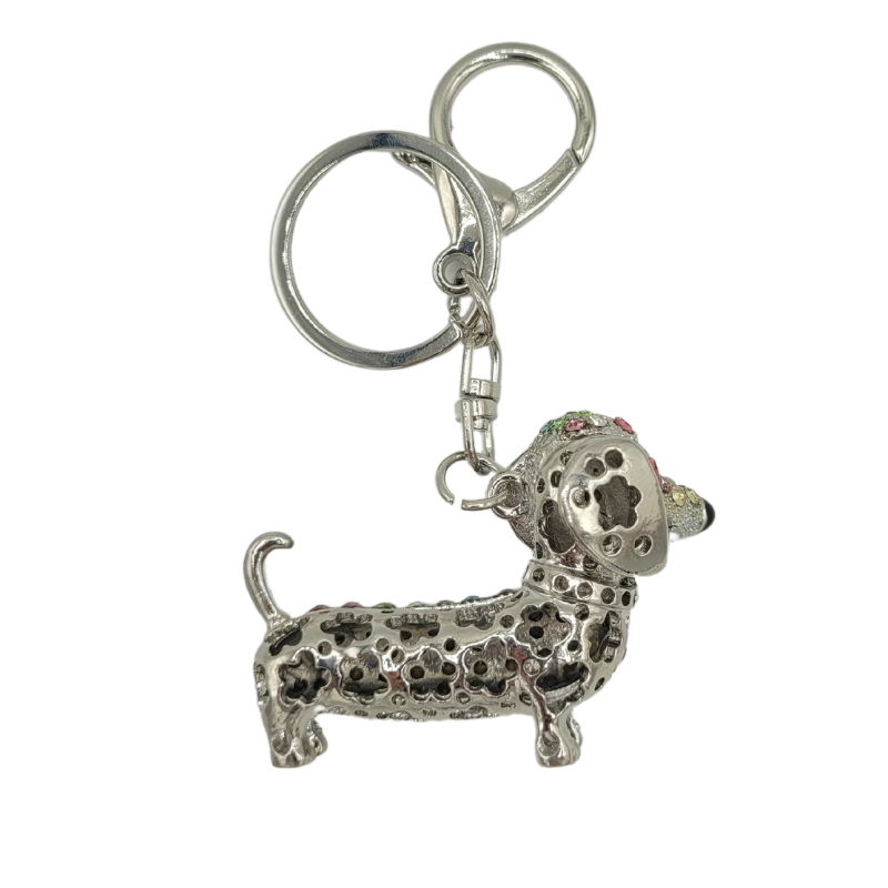 Dackel Schlüsselanhänger mit Glitzersteinen