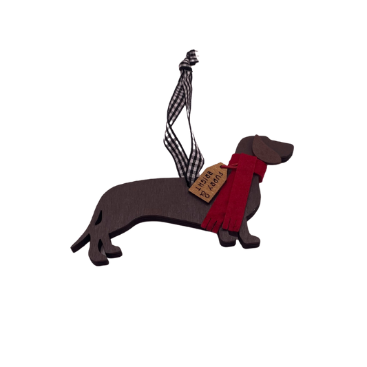 Holzanhänger Dackel mit Schal