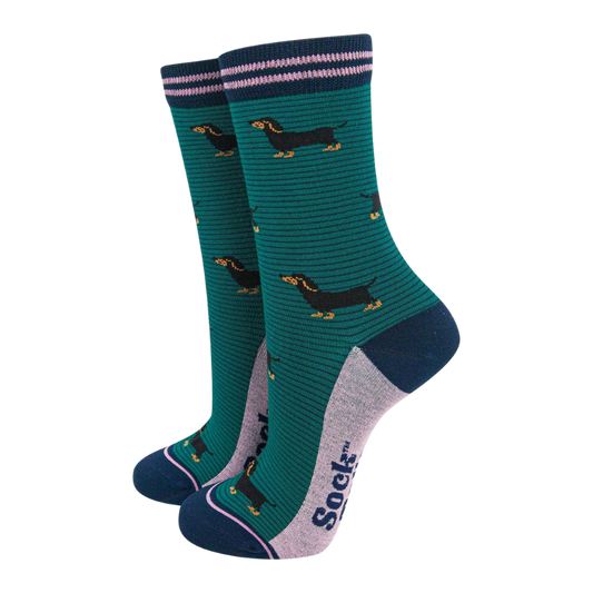 Damen-Bambussocken - Grün/Marineblau