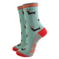 Bambussocken für Damen — Mintgrün/Rot