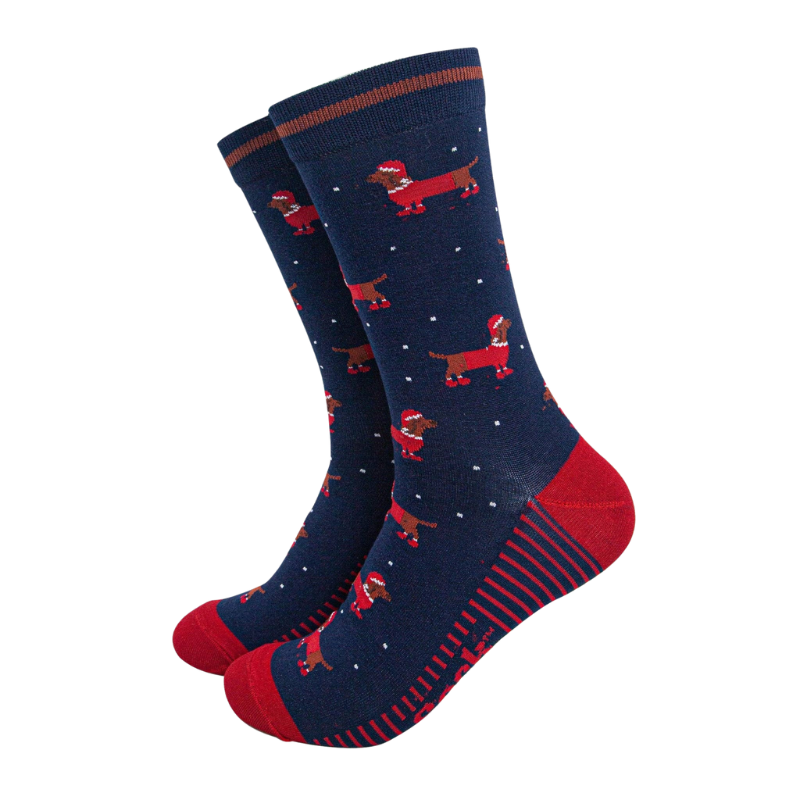 Herren-Bambussocken - Marineblau/Rot