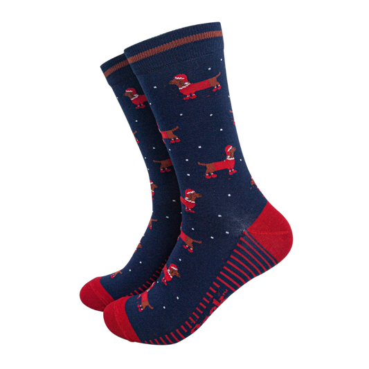 Herren-Bambussocken - Marineblau/Rot