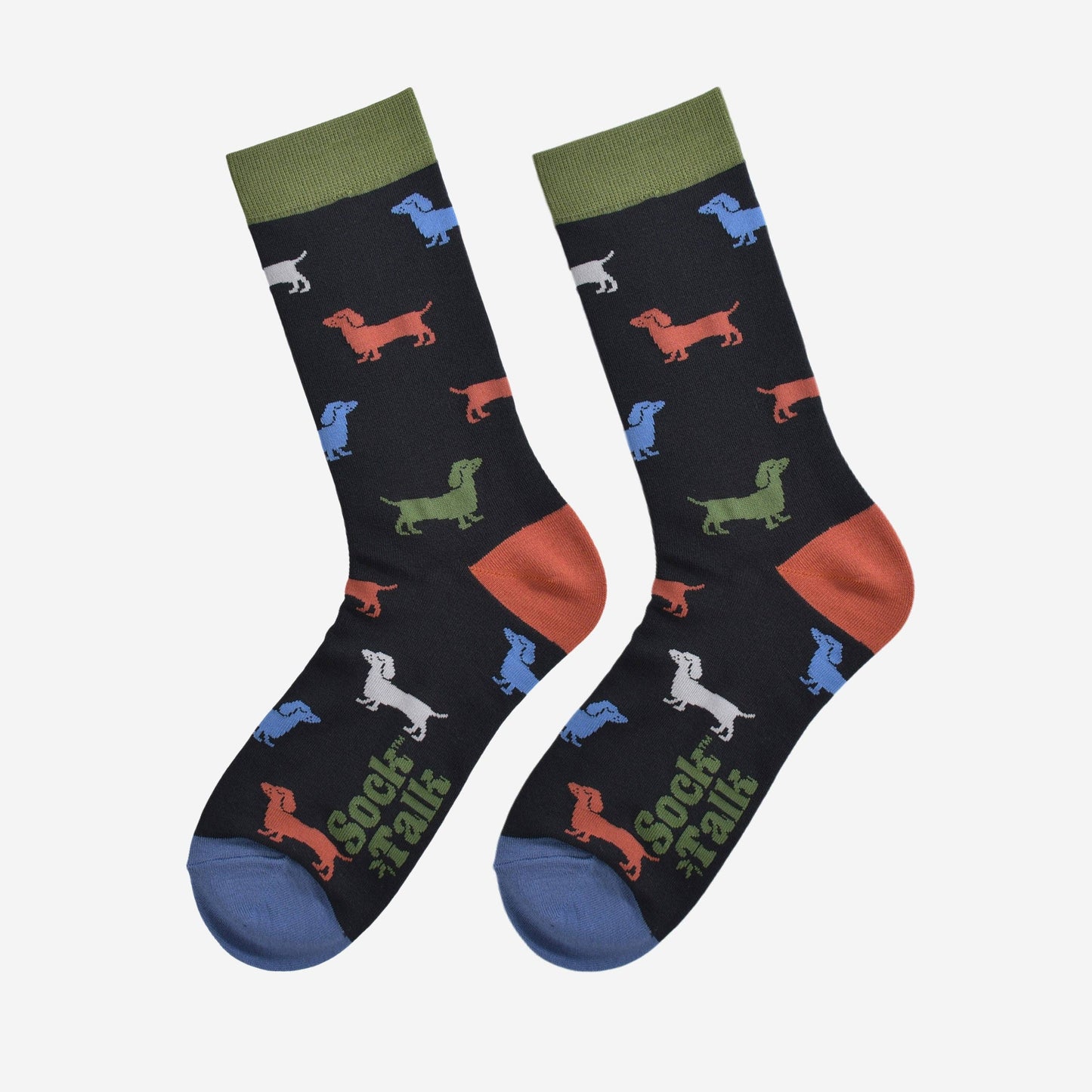 Bambussocken für Herren, Schwarz/Grün, Sausage Dog