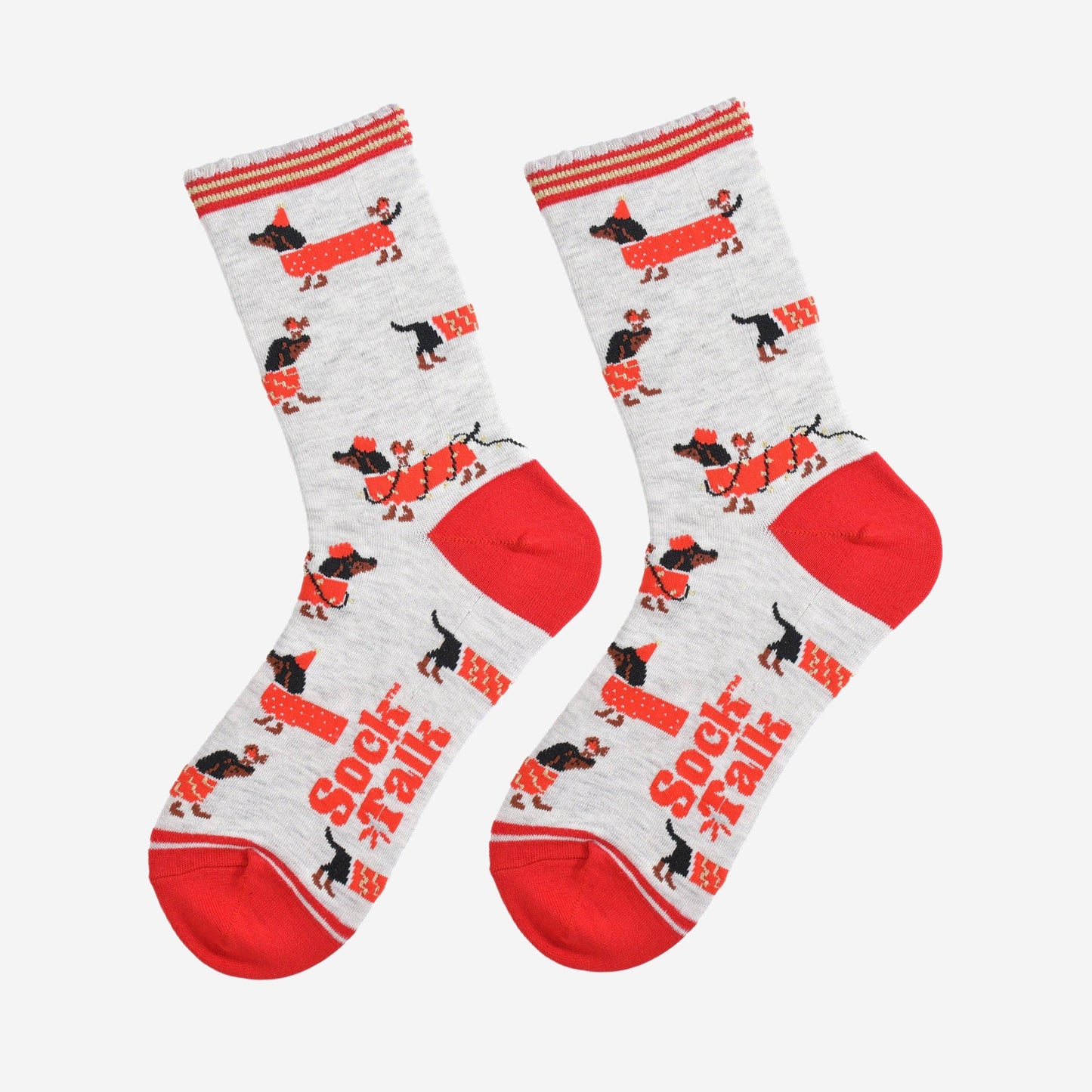 Bambussocken für Damen, Grau/Rot