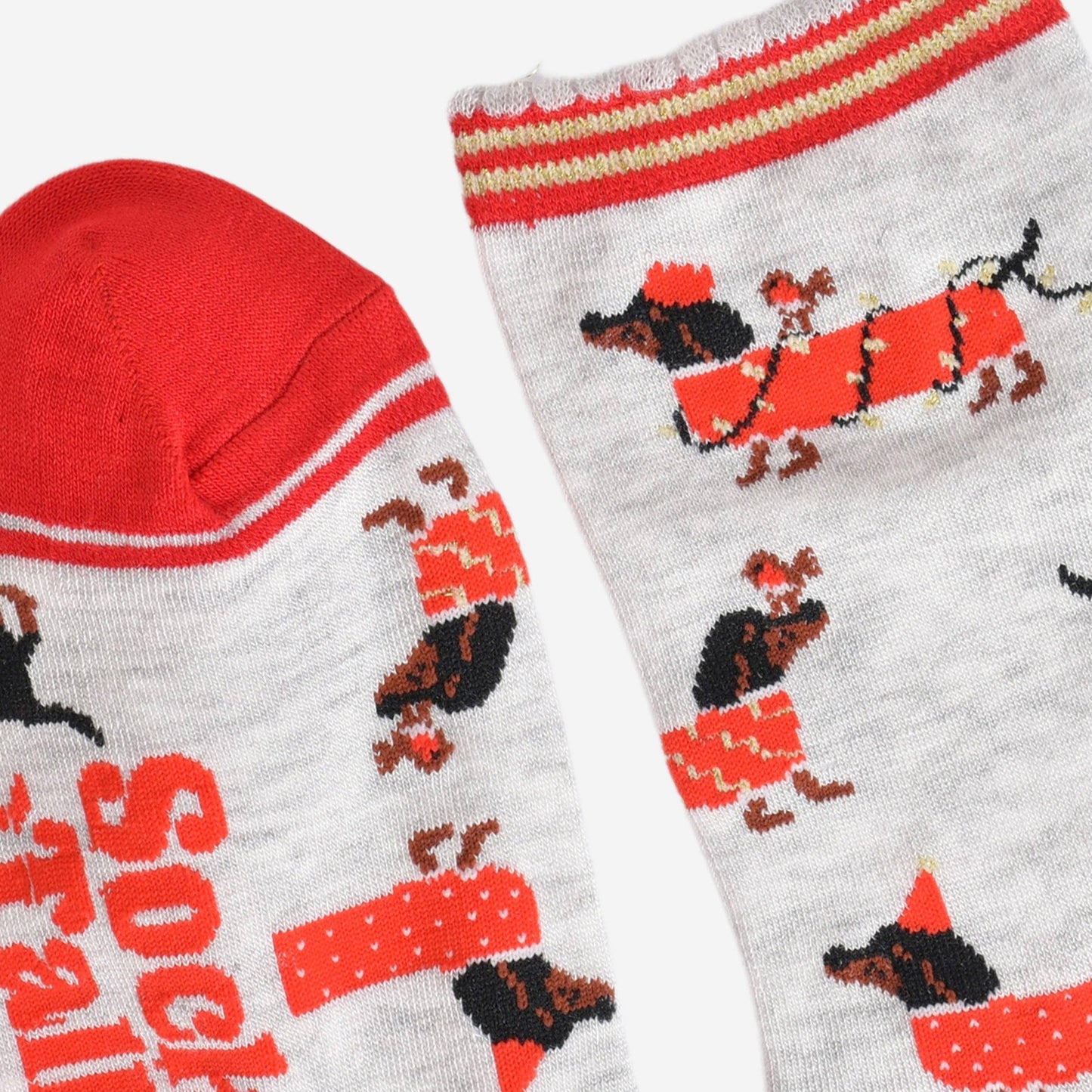 Bambussocken für Damen, Grau/Rot