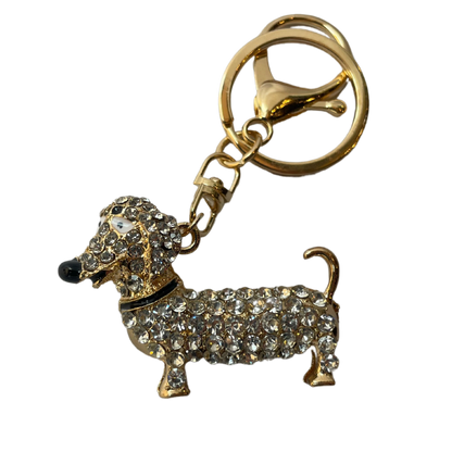 Dackel Schlüsselanhänger mit Glitzersteinen
