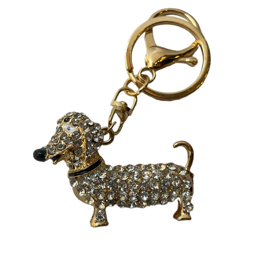 Dackel Schlüsselanhänger mit Glitzersteinen