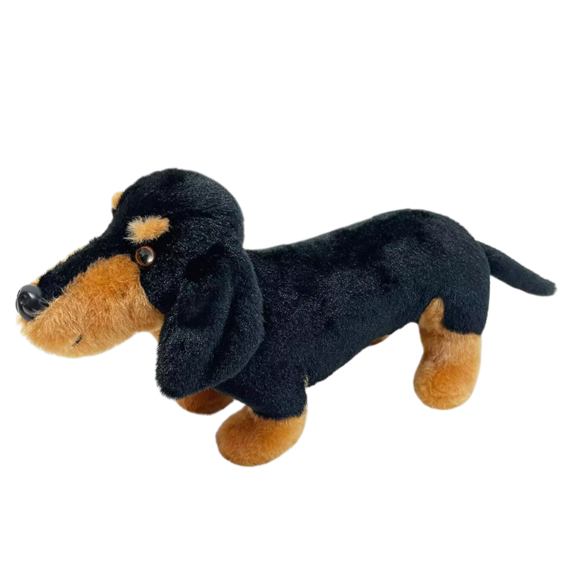 Weiches Dackel-Stofftier in Schwarz-Braun – ideales Geschenk für Kinder und Dackelliebhaber.